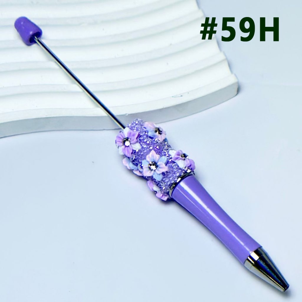 DIY Beadable Pen with Mini Cute Flowers Clear Rhinestone Inside Shiny Pearls in Solid Color