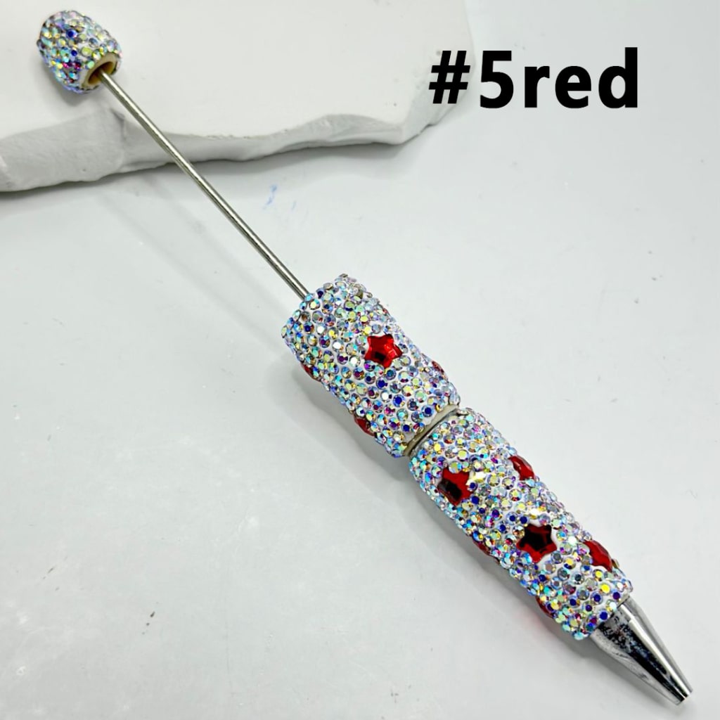 Beadable Clay Pens with Multi-Color Stars Mini AB Rhinestones Covered the Entire Pen