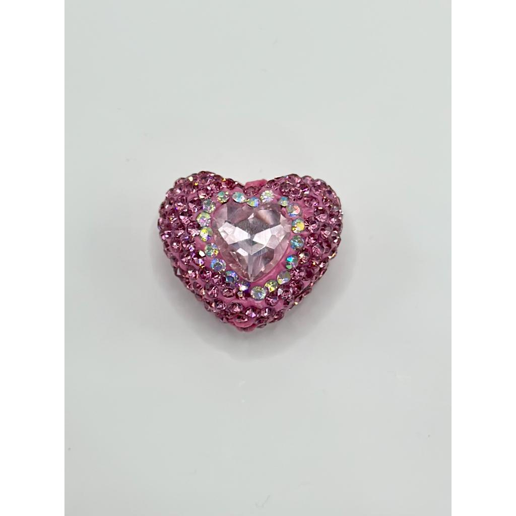 Bling Bling Sparkling Heart Clay Beads with Colorful Rhinestones, 20mm by 26mm