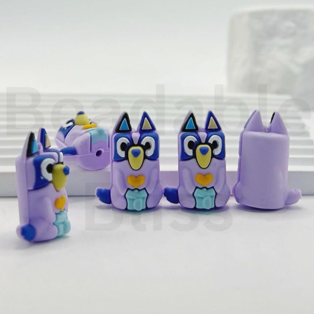 3D Mini Cute Blue Dog Puppy Silicone Focal Beads