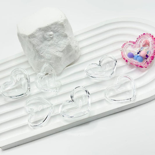 DIY Cute Clear Hollow Heart Acrylic Beads, Around 34*27MM