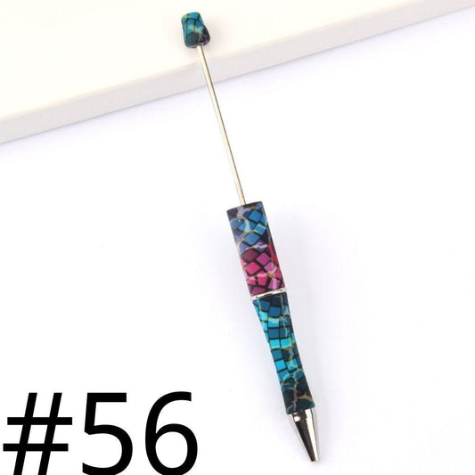 Blue Pink Marble Pavement Pattern Printed Beadable Pens Number 56