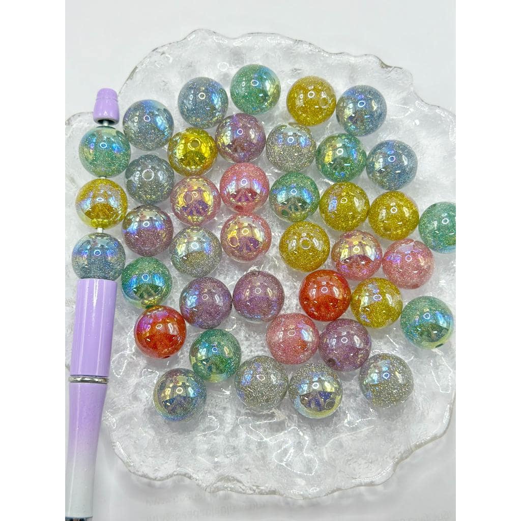 Extra Glossy Acrylic Beads with Double Glitter, High End Finish