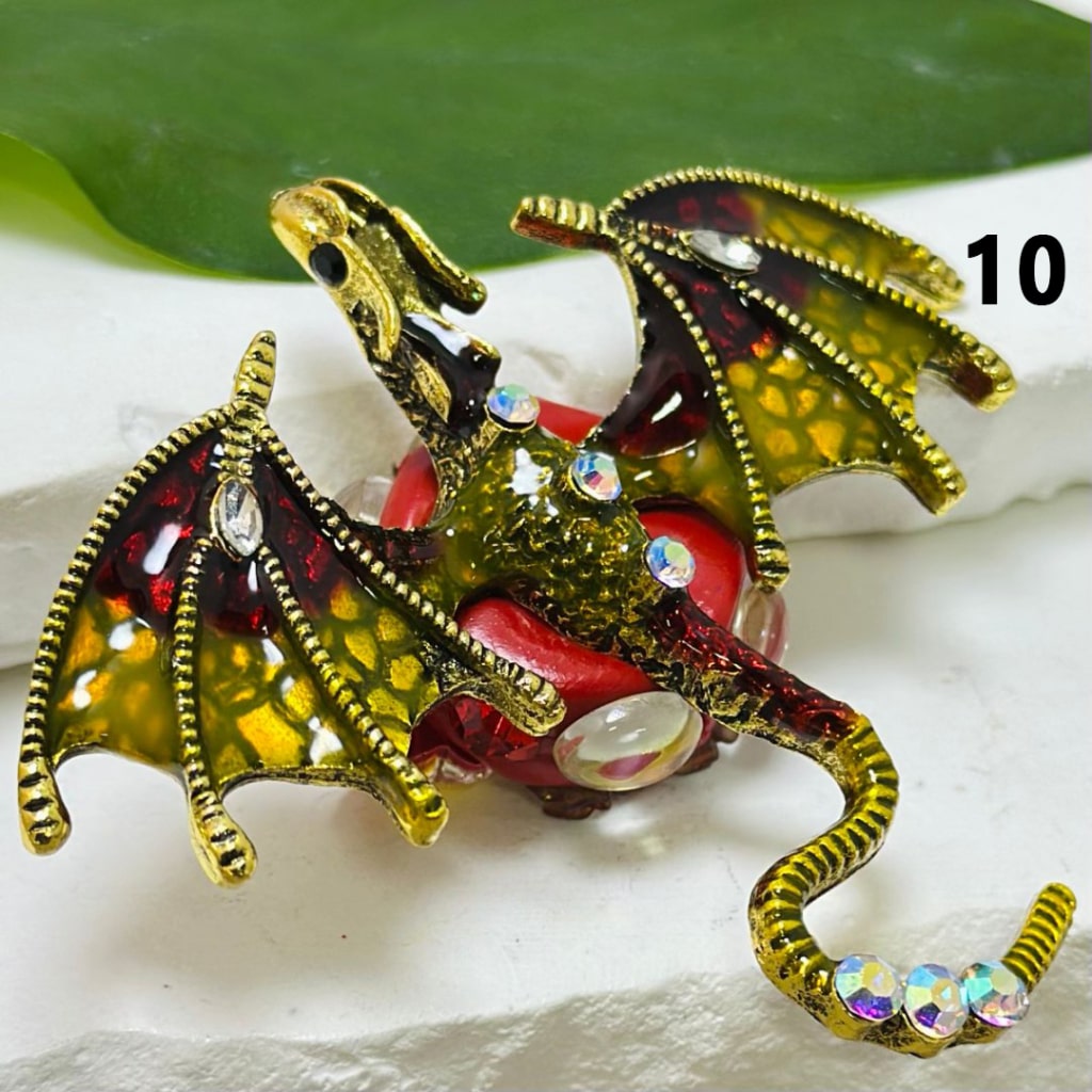 Exquisite Fancy Colorful Alloy Pterosaur Dragon with Mini AB Rhinestones White Pearls Hearts Butterflies Mini Flowers Clay Beads, Around 60*66MM