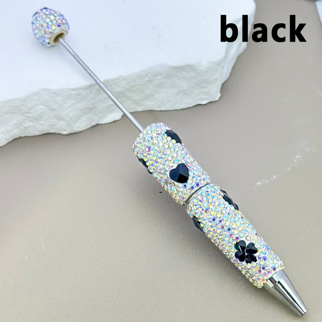 Beadable Clay Pens with Colorful Hearts Mini AB Rhinestones Covered the Entire Pen