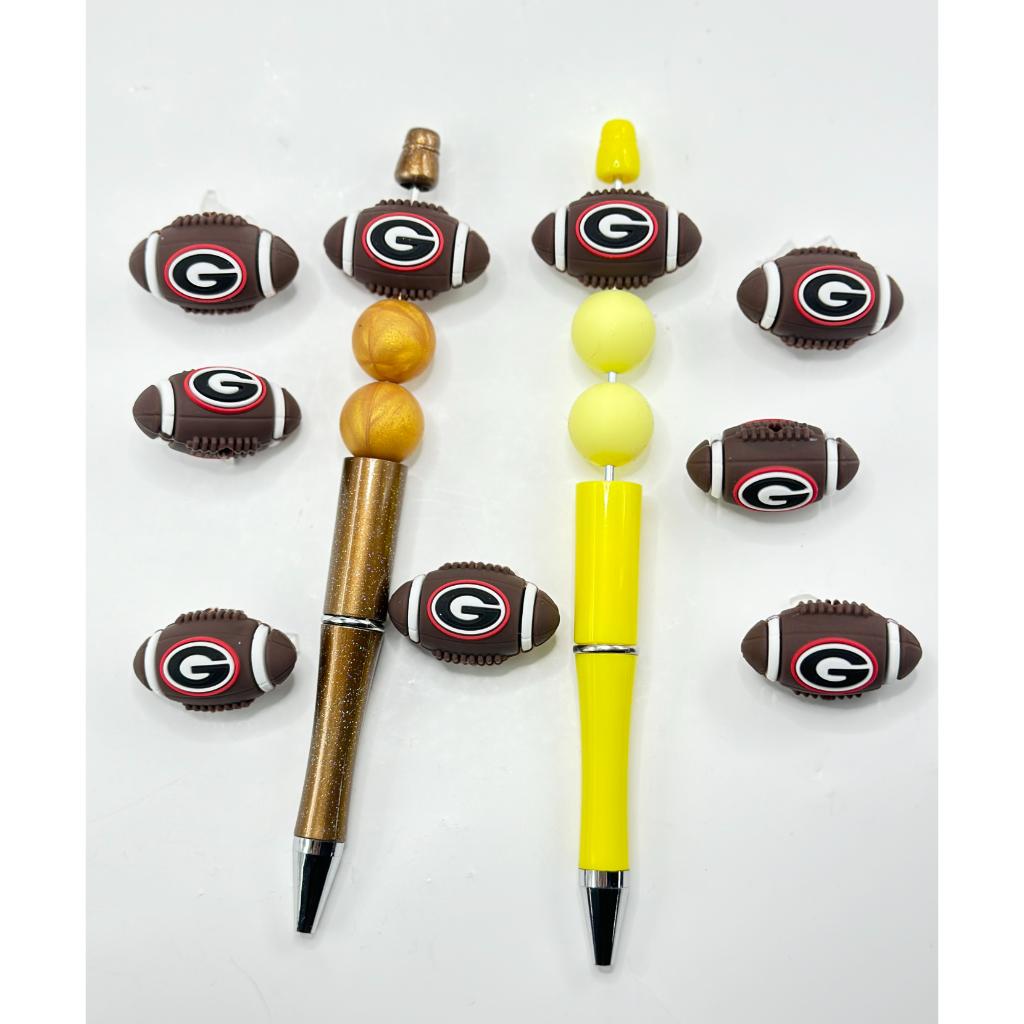 3D USA American Football College Team Georgia Bulldo Silicone Focal Beads