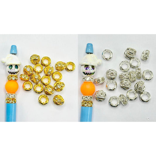 Clear Rhinestone Spacers in Gold and Silver Color 12mm by 6.5mm