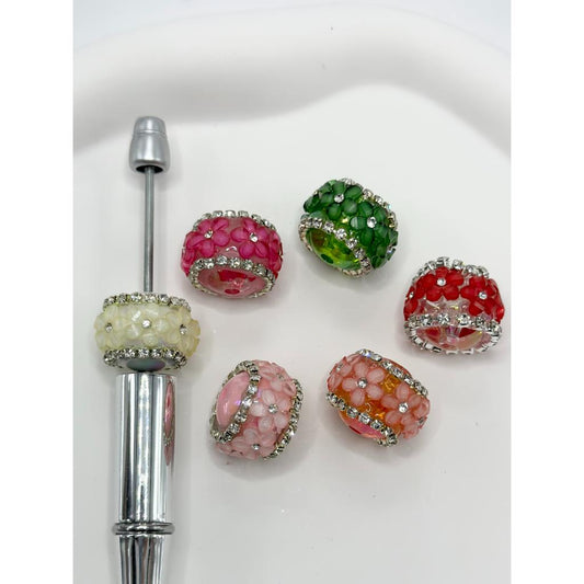 Acrylic Beads with Chain & Middle Flower, 15mm by 20mm, FC