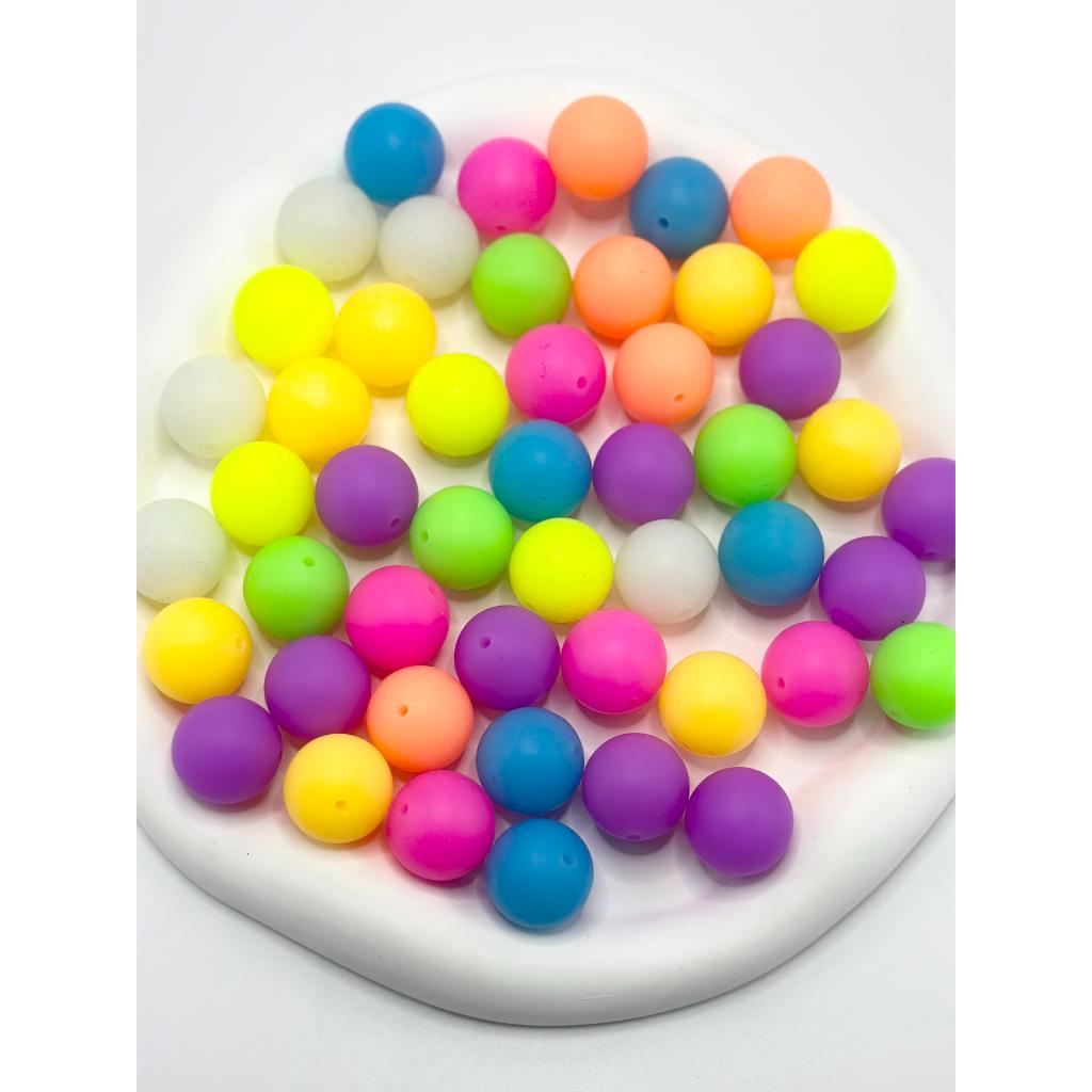 Hexagone 17mm,Round 19mmGlow in the Dark Luminous Neon Solid Color Silicone Beads Large