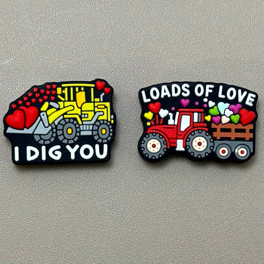 I Dig You Loads of Love Red Hearts Love Valentine's Day Silicone Focal Beads