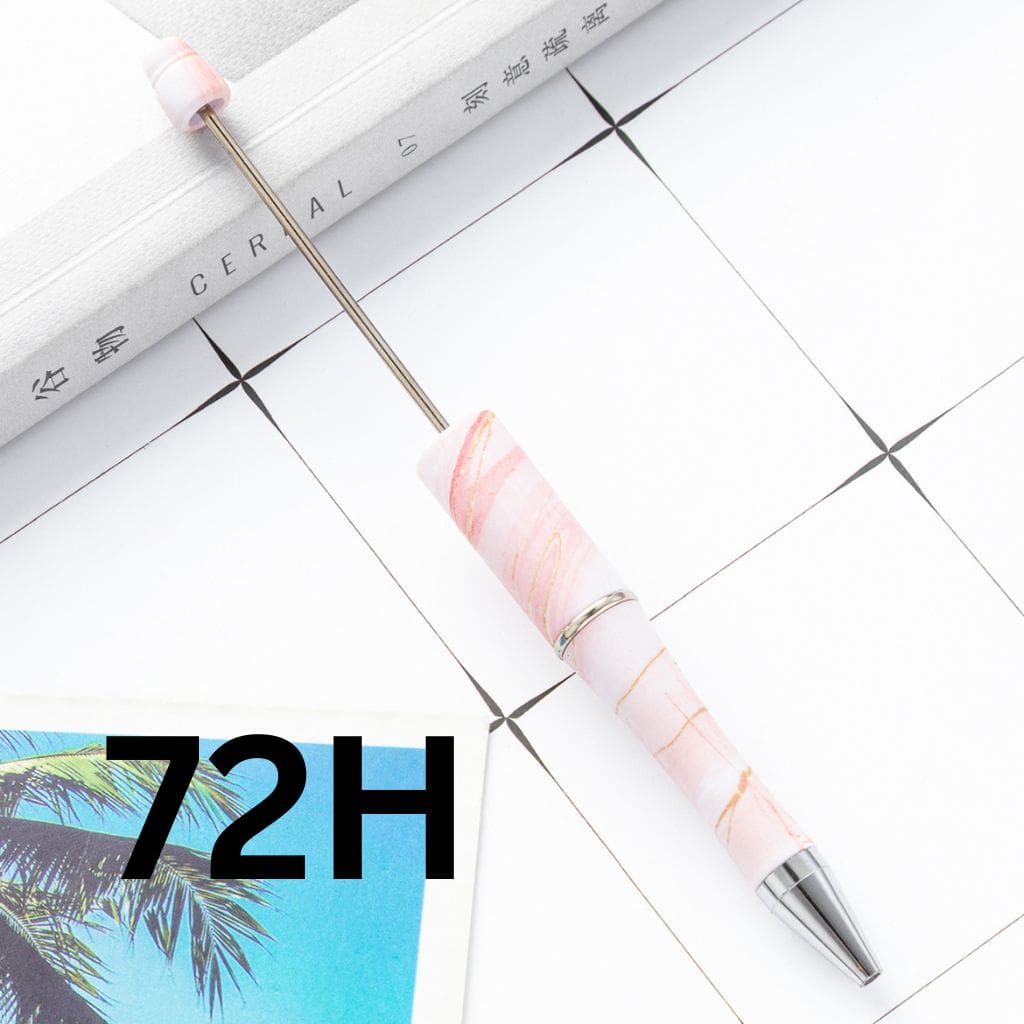 Peach Pink and White Printed Beadable Pens Number 72H