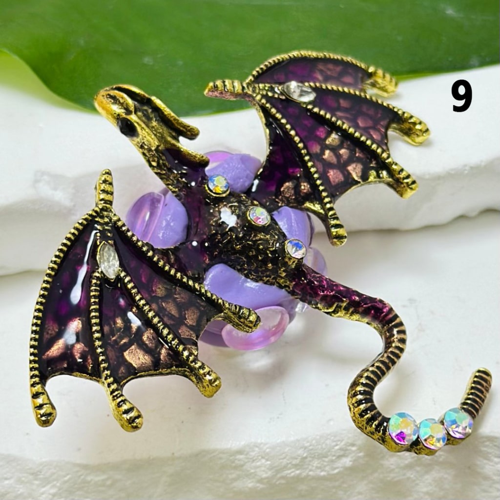 Exquisite Fancy Colorful Alloy Pterosaur Dragon with Mini AB Rhinestones White Pearls Hearts Butterflies Mini Flowers Clay Beads, Around 60*66MM