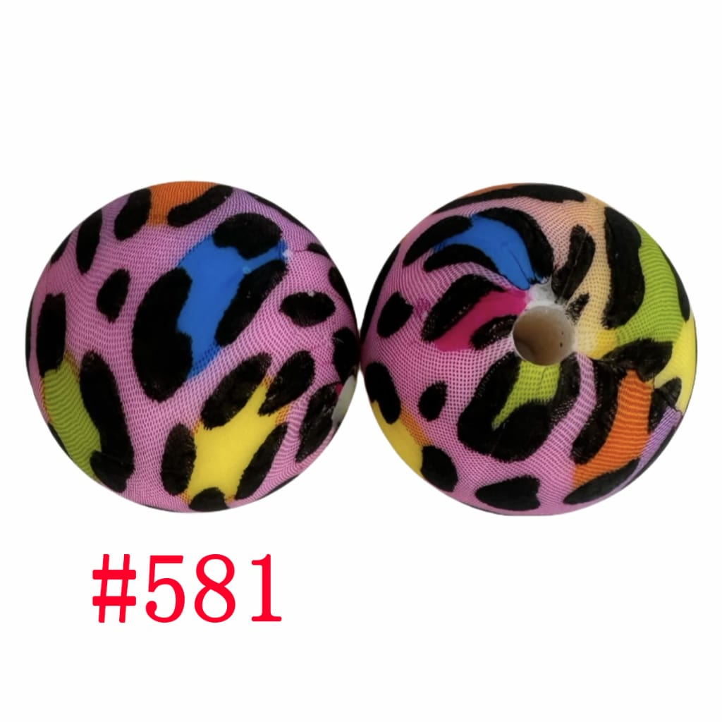 Colorful Pink Jaguar Pattern Round Printed Silicone Beads 15mm, Number 581