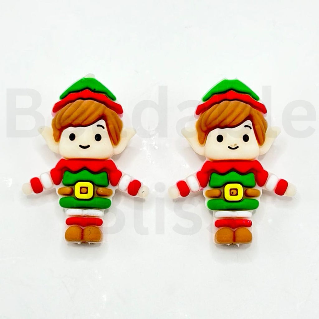 3D Cute Christmas Elf Silicone Focal Beads