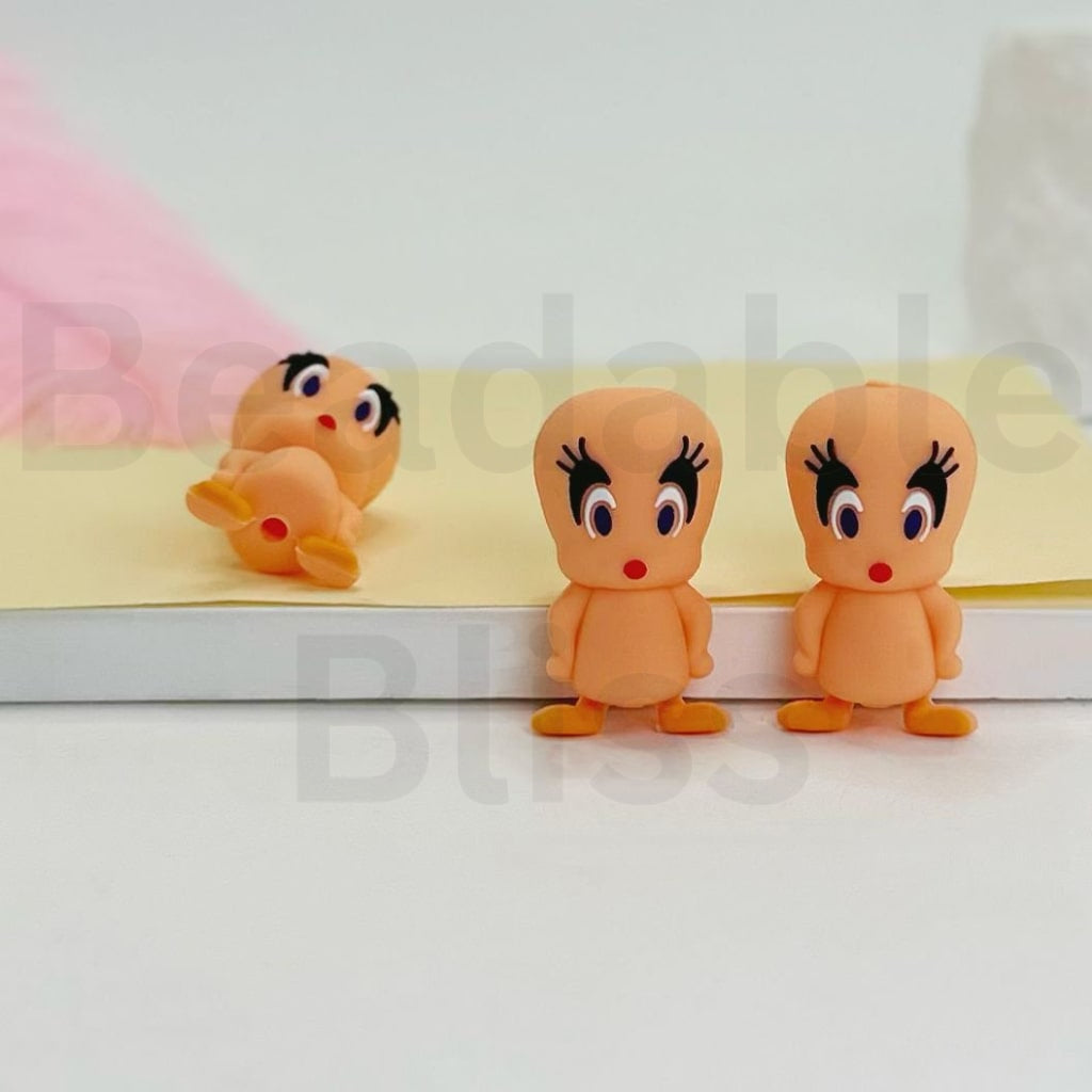 3D Cute Vivid Tweety Bird Cartoon Silicone Focal Beads