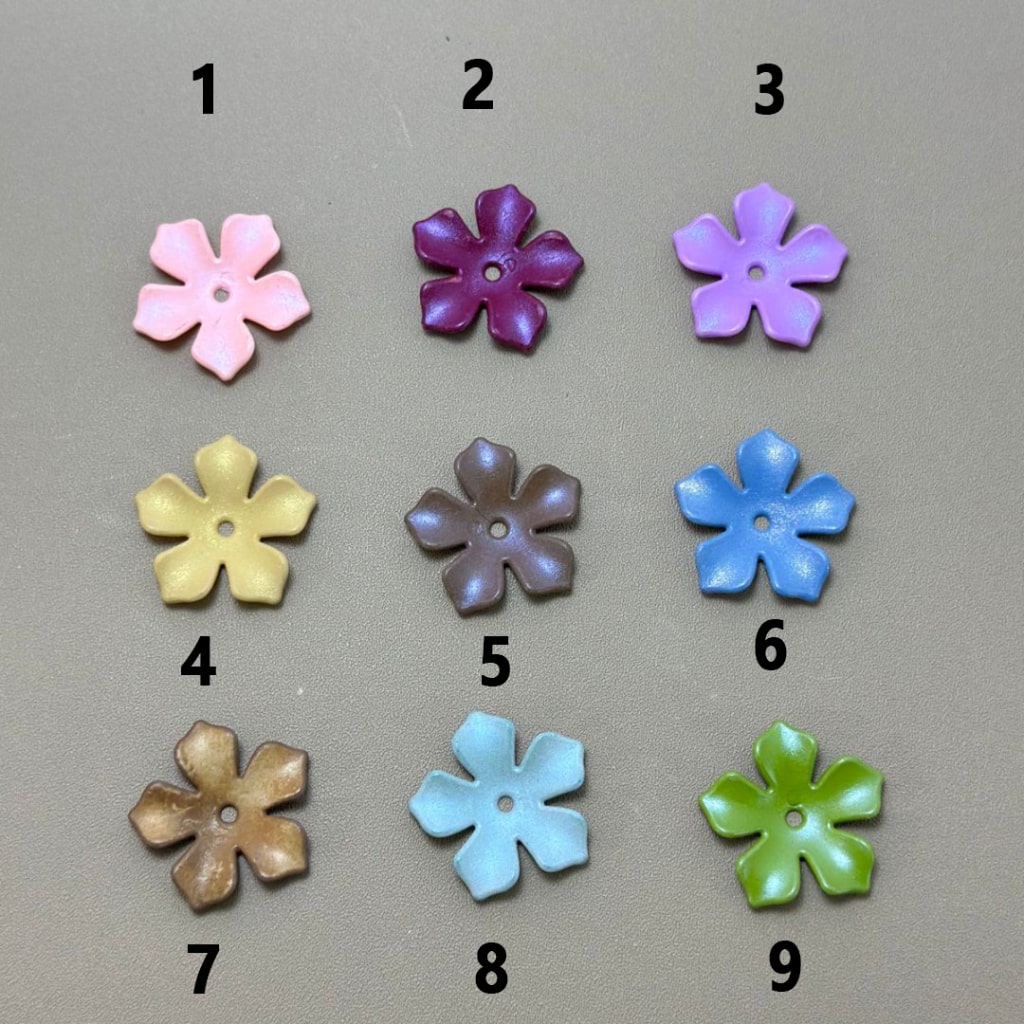 Colorful Shiny Five-Petal Flower Acrylic Beads, Around 27MM, Please Read the Description