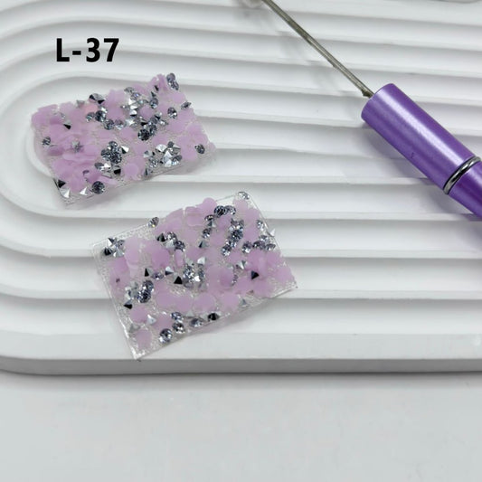 DIY Bling Bling Wraps Tapes with Cone Shape Clear Rhinestones Purple Bunny Heads for Pen, Around 40*28MM, 78pcs in 1 Sheet, Please Read the Description