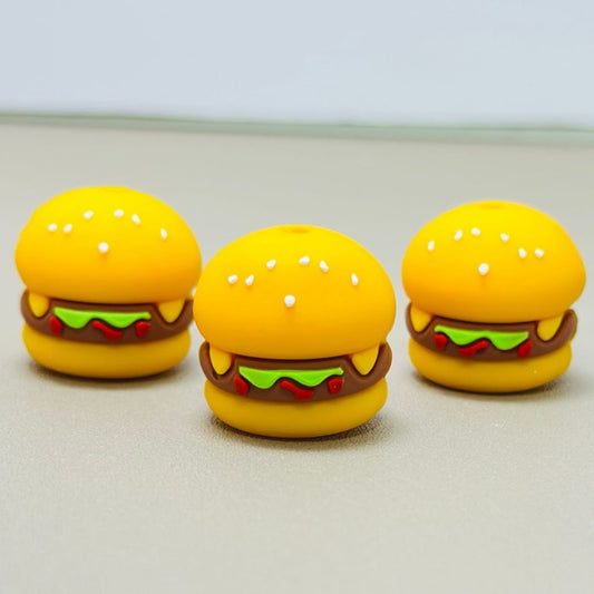 Delicious Yummy Hamburger Fast Food Silicone Focal Beads