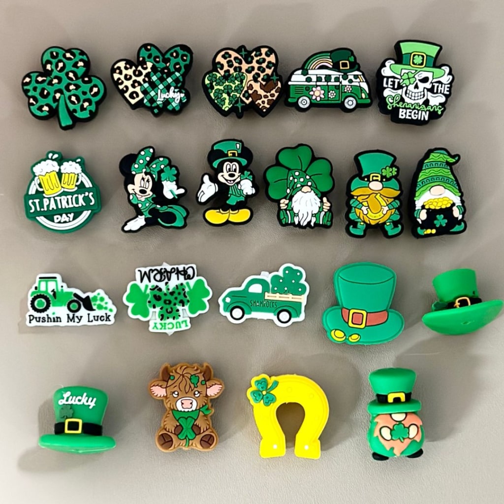 Saint Patrick's Day Series Silicone Focal Beads, Random Mix