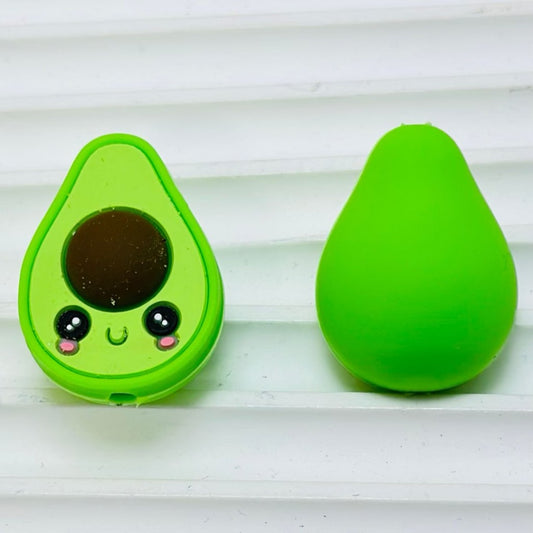 3D Green Cute Vivid Avocado Fruit Silicone Focal Beads