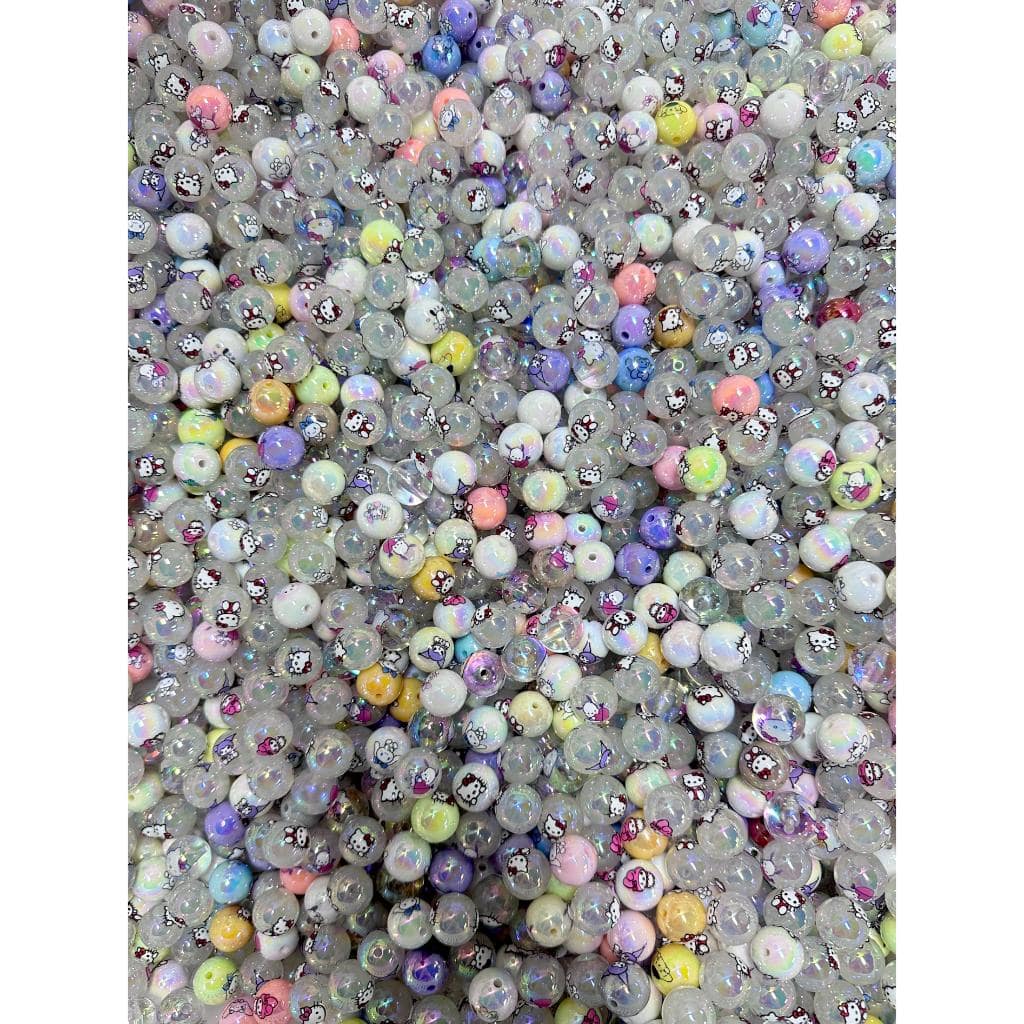 Acrylic Beads with Cute Cartoon Cat KuKu Clear Solid White Color  Random Mix 16mm