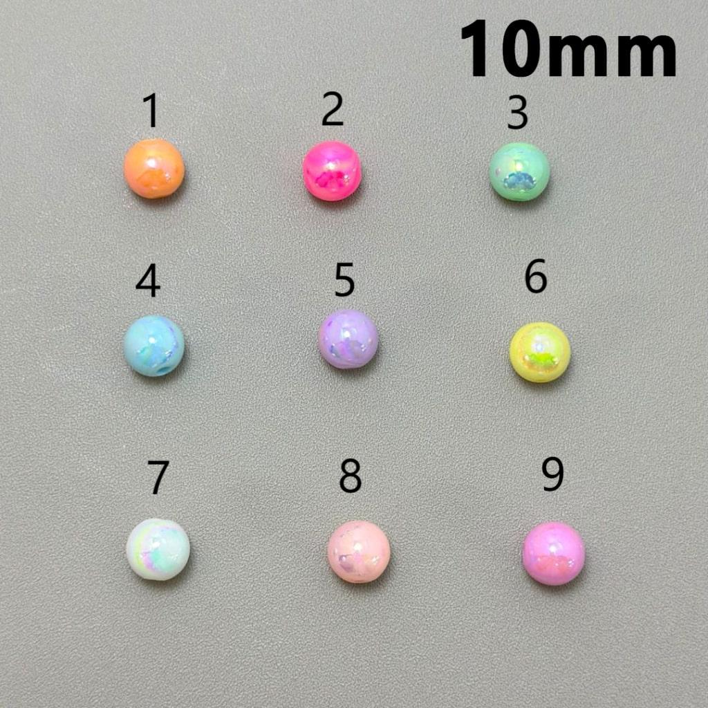 Bling Bling AB Coating Candy Color Round Acrylic Beads, 10MM, Please Read the Description