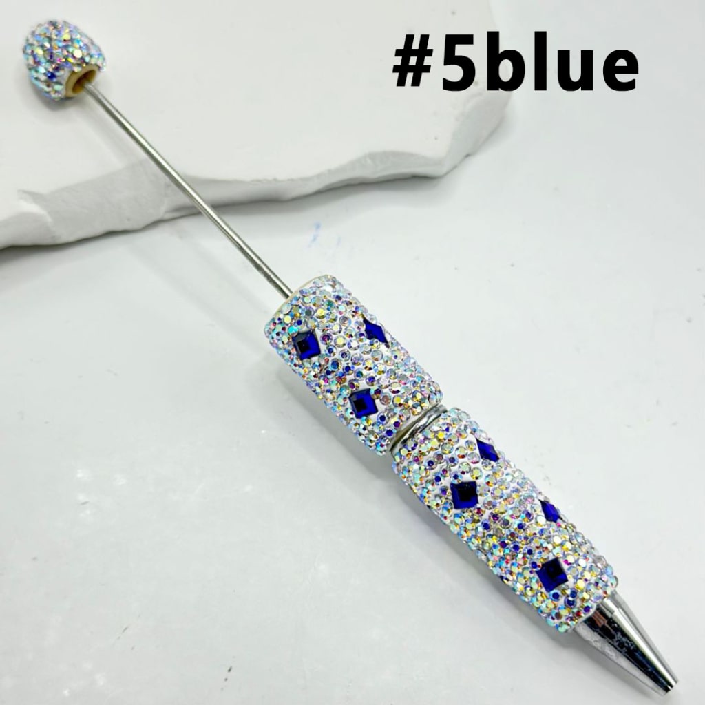 Beadable Clay Pens with Multi-Color Squares Mini AB Rhinestones Covered the Entire Pen