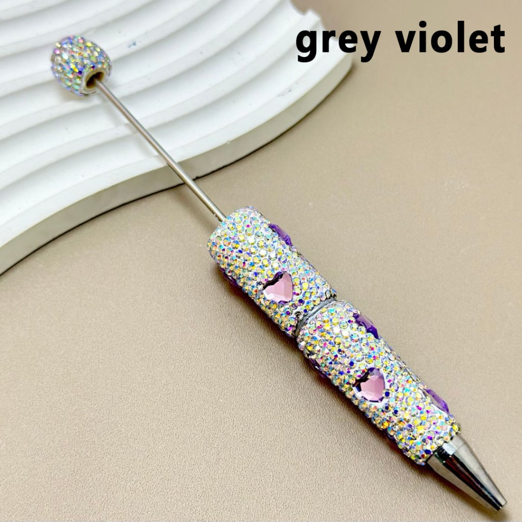 Beadable Clay Pens with Colorful Heart Rhinestones Mini AB Rhinestones Covered the Entire Pen