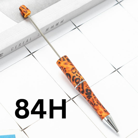 Cheetah Black and Orange Cow Printed Beadable Pens Number 84H