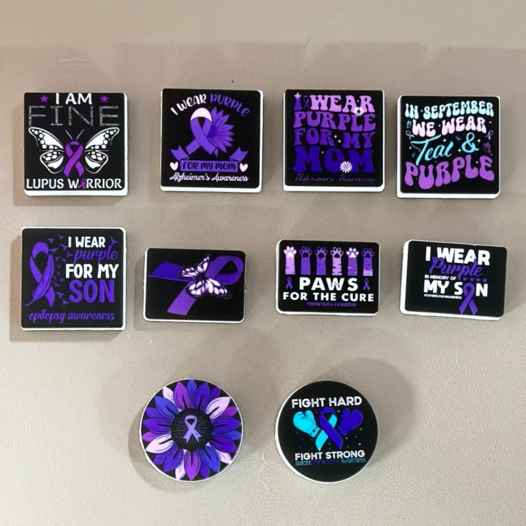 Epilepsy Awareness Series Silicone Focal Beads, Random Mix