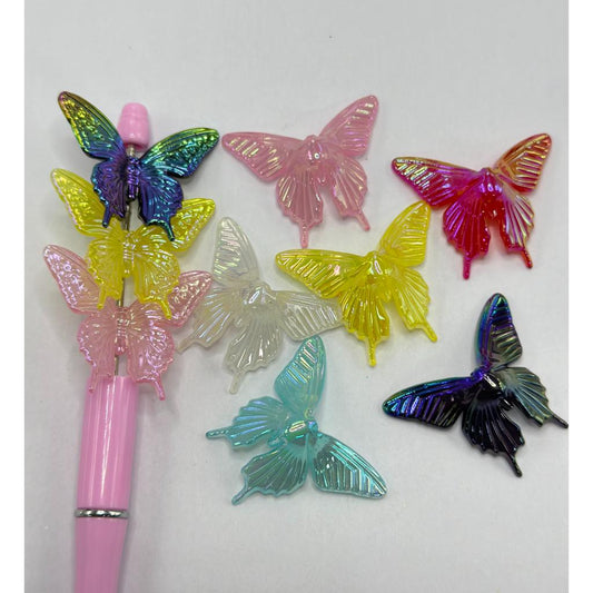 Butterfly Acrylic Beads with UV Plating Luminos, Random Mix Color, MN