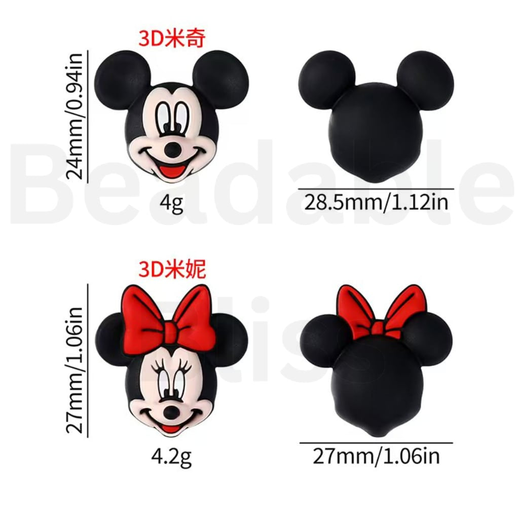 Cute Mouse Head Micki Minni Disne Silicone Focal Beads