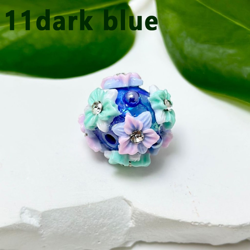 Mini Cute Colorful Flowers Clear Rhinestone Inside Shiny Pearls Round Acrylic Beads, Around 22MM