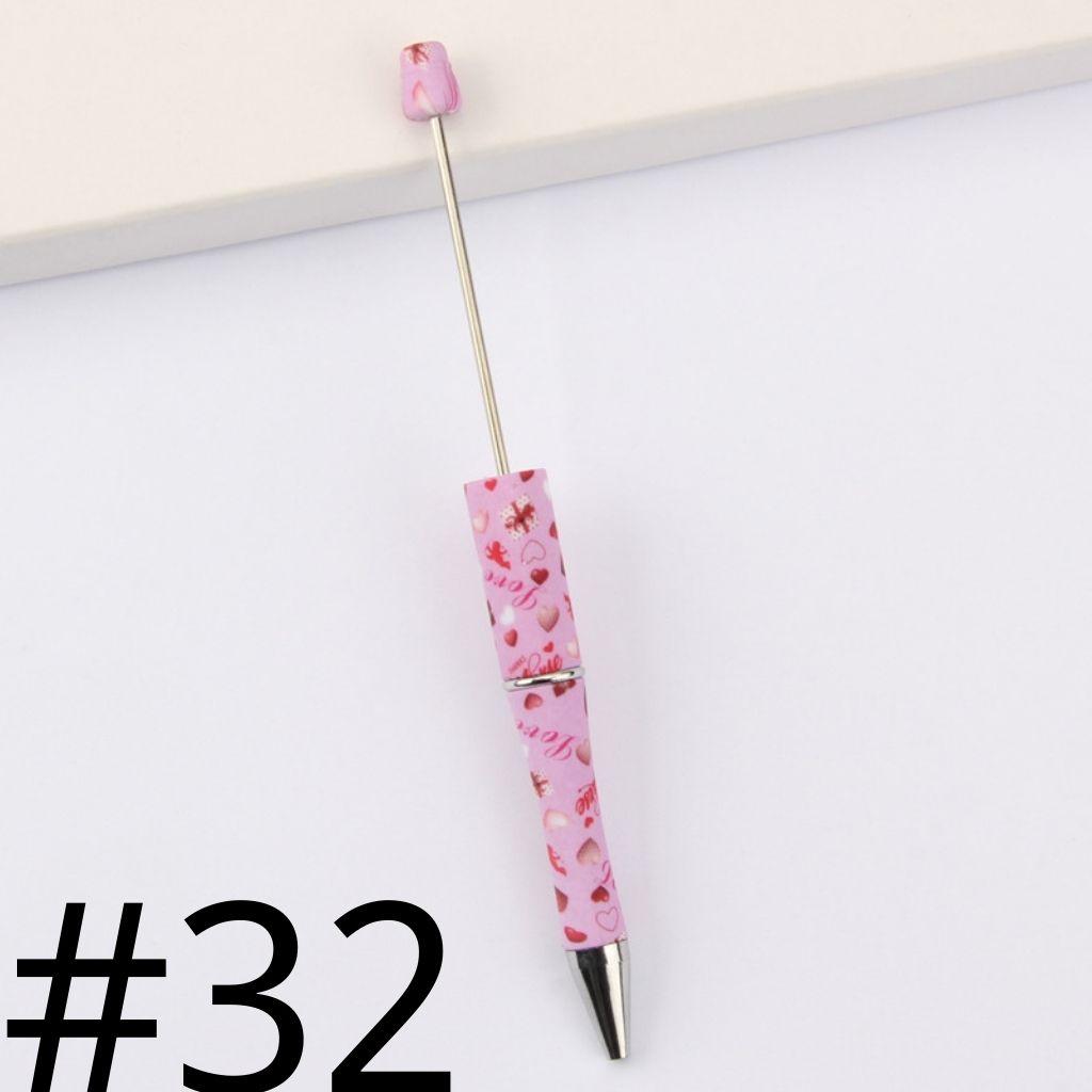 Pink Love Floral with Flowers Printed Beadable Pens Number 32