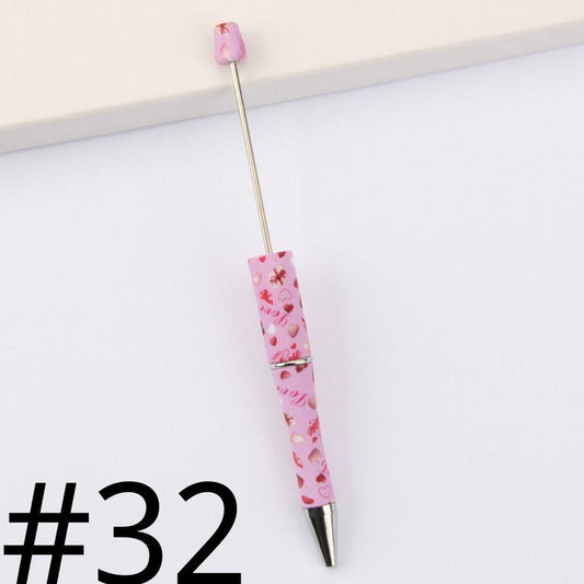 Pink Love Floral with Flowers Printed Beadable Pens Number 32