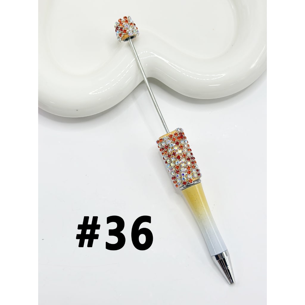 DIY Beadable Pen with Multi-Color Rhinestone Chain in Solid Colors