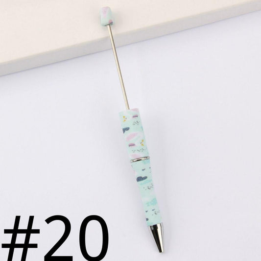 Light Blue Teal Printed Beadable Pens Number 20