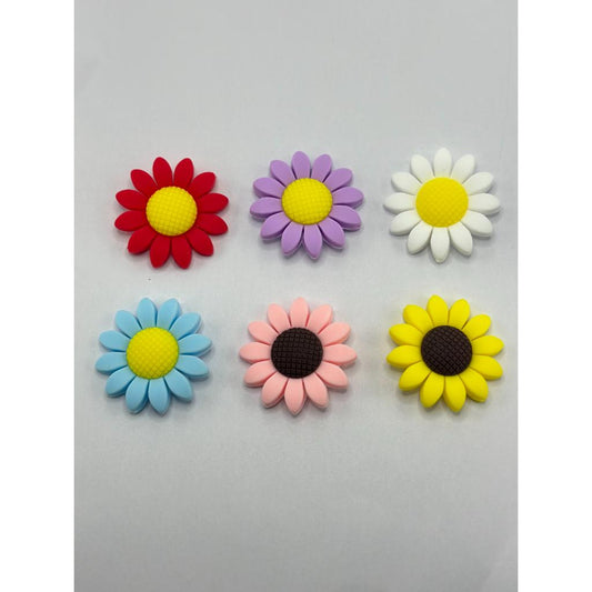 Large Flower Flowers Silicone Focal Beads