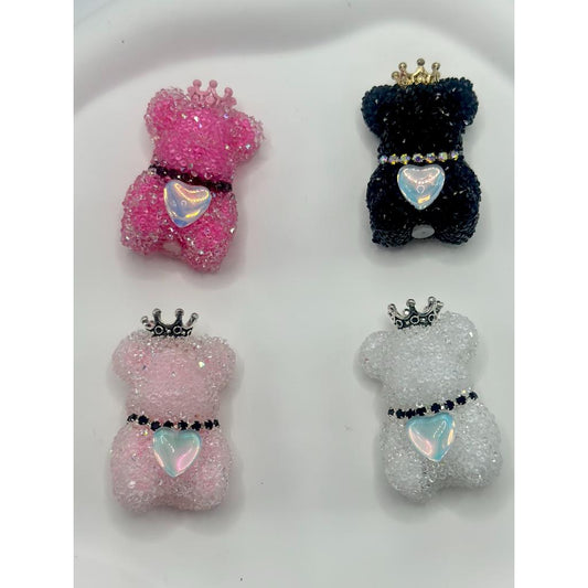 Acrylic Sugar Bead Bear with Sparkling Rhinestones Chain, Crown, Heart, Random Mix