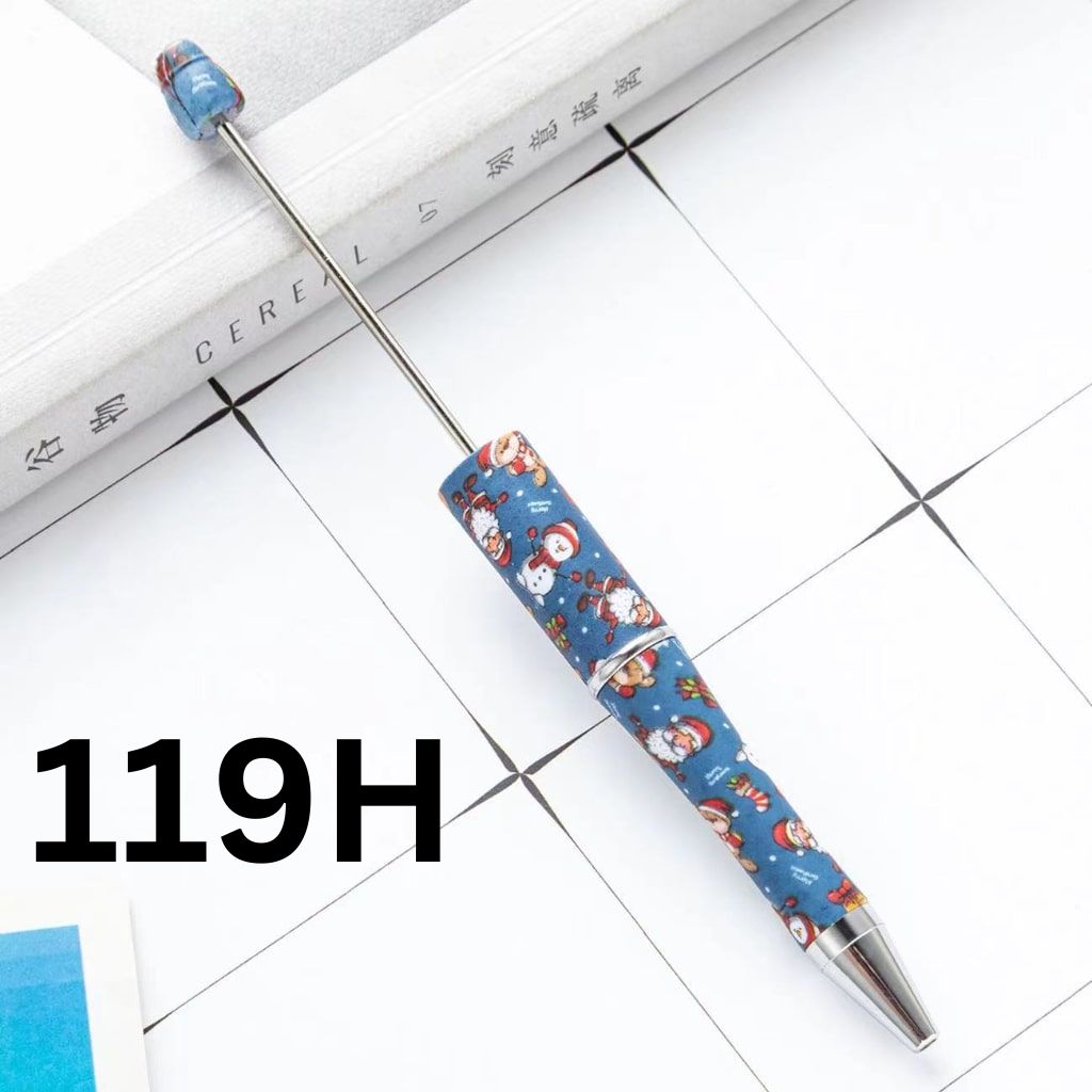 Blue Santa Snowman Christmas Printed Beadable Pens Number 119H