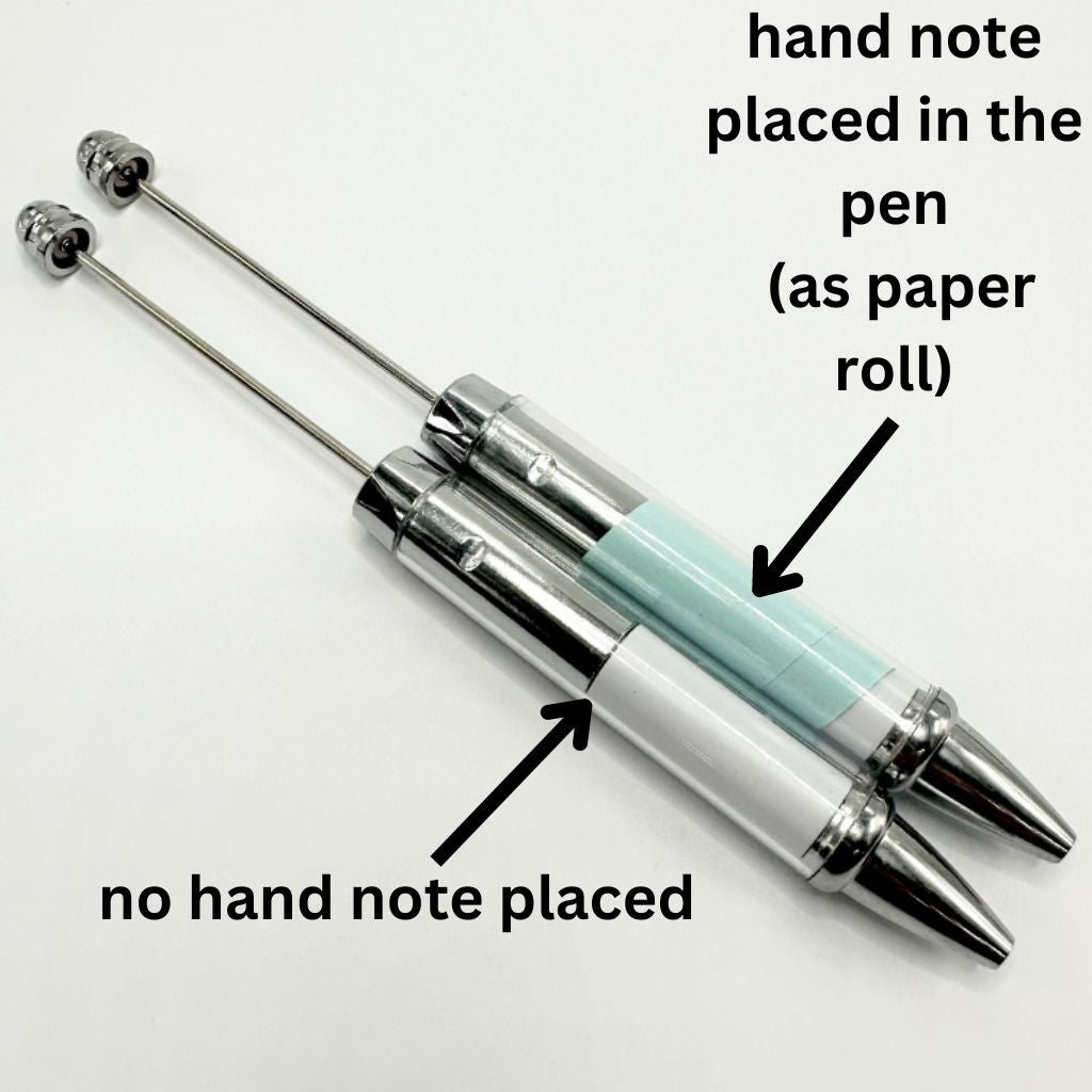 Beadable Pens with Small Space for Keeping Notes Inside, Tiny Paper Rolls are Suitable
