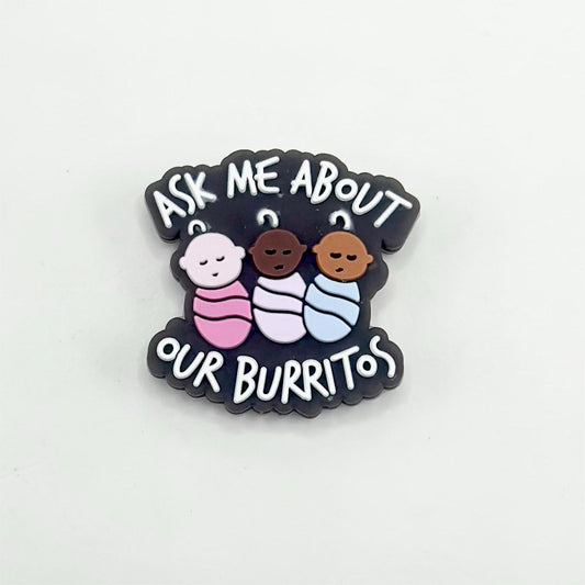 Three Little Cute Babies Ask Me about Our Burritos Silicone Focal Beads