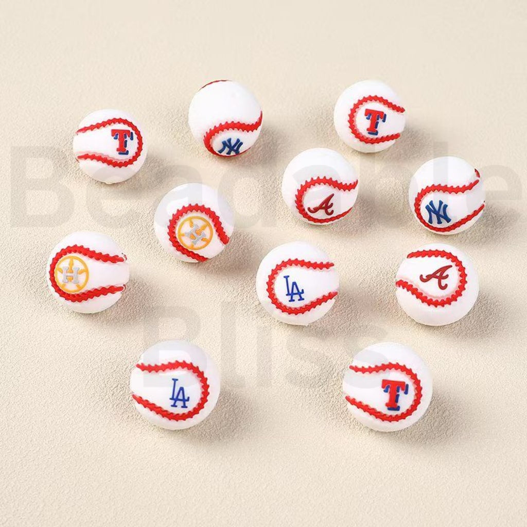 USA America Baseball Teams Los Angeles Dodge Atlanta Brav New York Yanke Houston Astr Texas Range Silicone Focal Beads