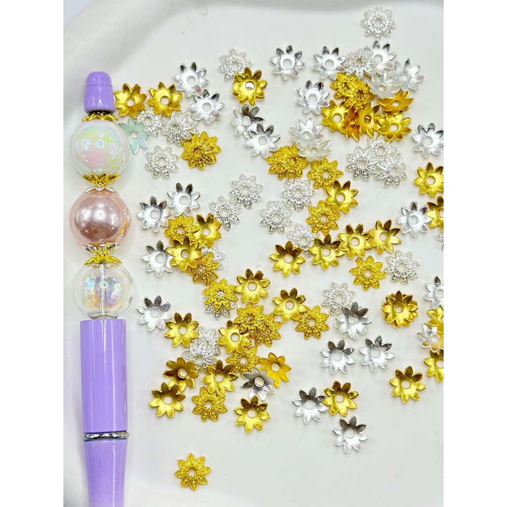 Beadable Metal Flower End Spacer Cap Beads, 10MM