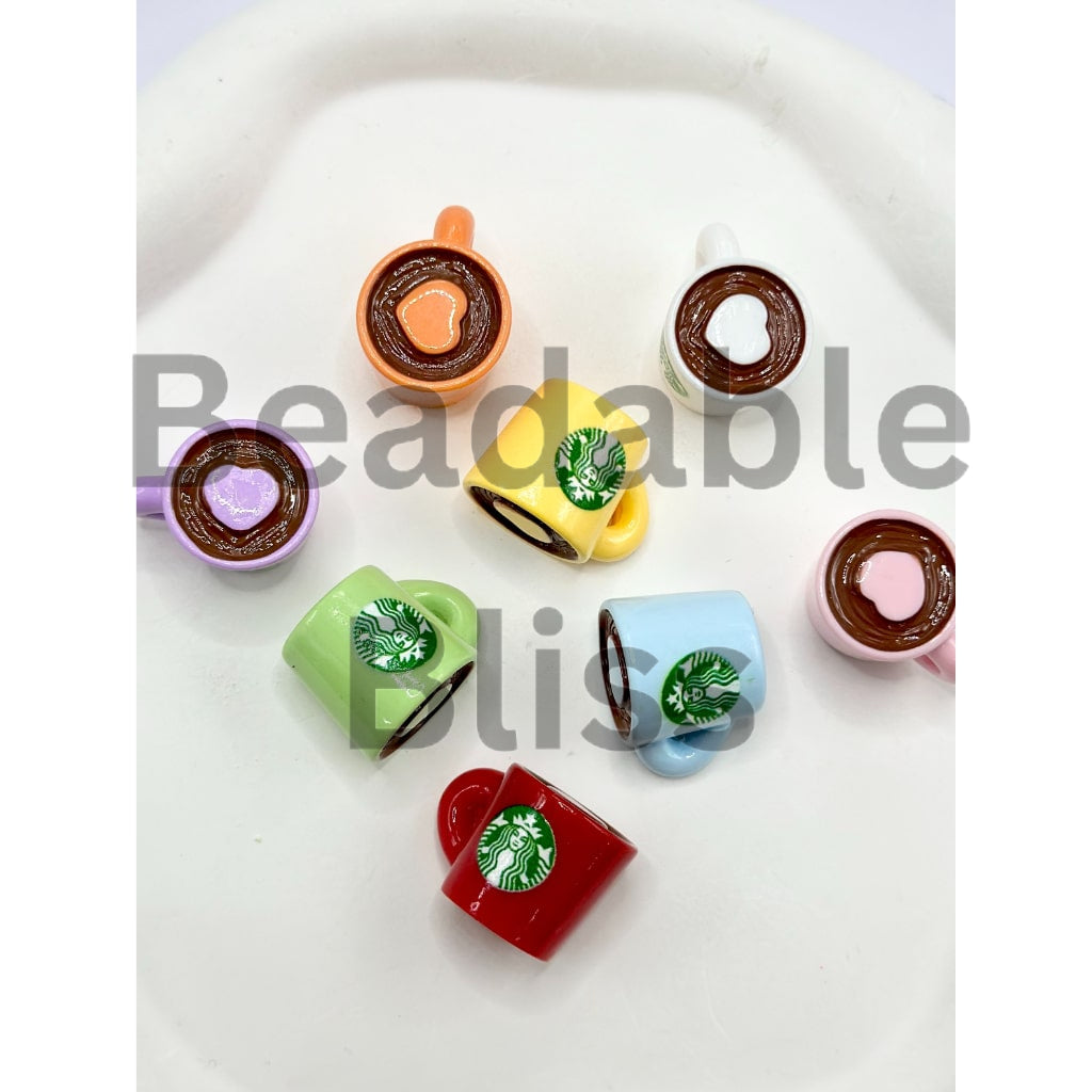 Starbuc Coffee Cup Acrylic Beads in Solid Colors, Random Mix, 19MM