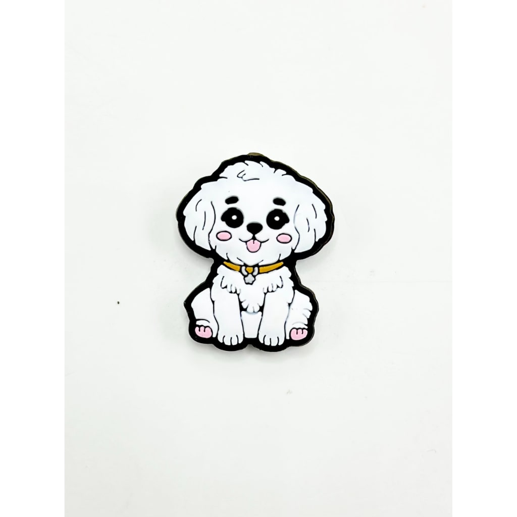 Little Cute White Puppy Dog Silicone Focal Beads