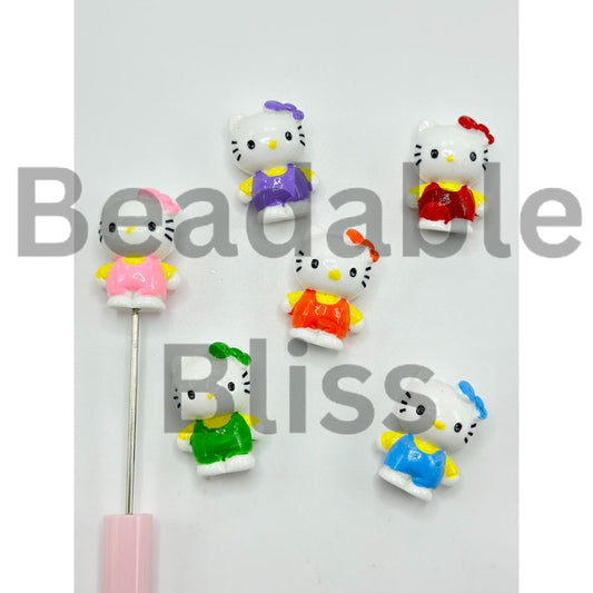 Luminous Little Cute Kitten Cat Pen Topper Acrylic Beads, Random Mix, Around 30MM