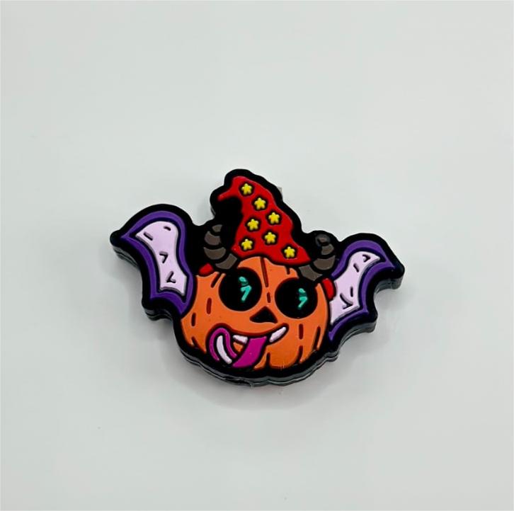 Little Pumpkin with Purple Wings and Red Star Hat Silicone Focal Beads