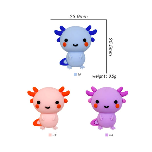 3D Little Cute Axolots Silicone Focal Beads, Random Mix