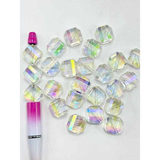 DIY Shiny Clear AB Color Saddle Shape Base Acrylic Beads, Random Mix, 15*15MM